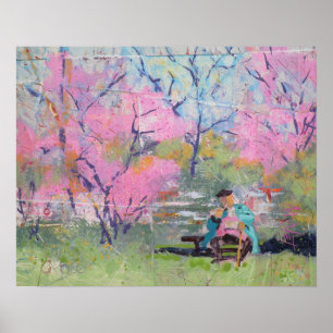 Lesen ihres Briefes Redbuds / Künstler Larry Lerew Poster