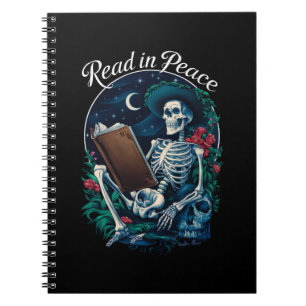 Lesen in Peace Skeleton Lesebuch Notizblock