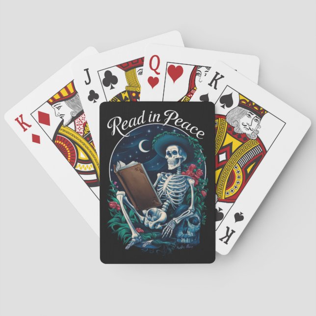 Lesen in Peace Skeleton Lesebuch Spielkarten (Rückseite)