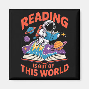 Lesen ist aus dieser Welt Astronaut Raum Buch Magnet