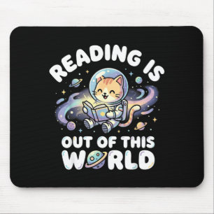 Lesen ist außerirdisch lustige Katze Weltraum Büch Mousepad