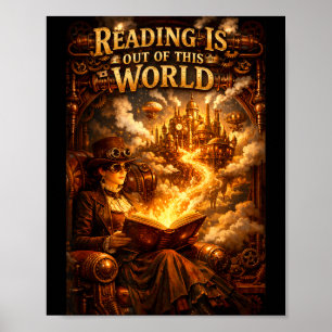 Lesen ist außerirdisch lustige Weltraum-Bücher Poster