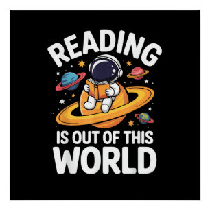 Lesen ist Außerirdische Welt Lustige Raum Bücher L Poster