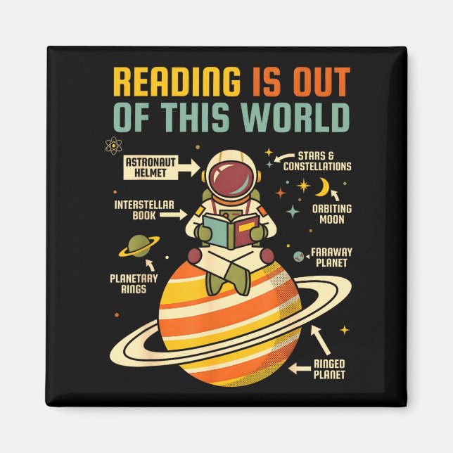 Lesen ist außerirdischer Astronaut liest Magnet (Vorne)
