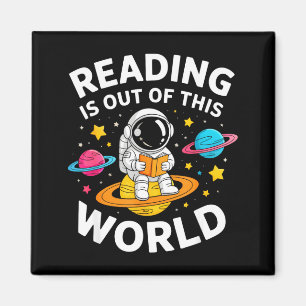 Lesen ist außerirdischer Astronaut Weltraum Buch Magnet