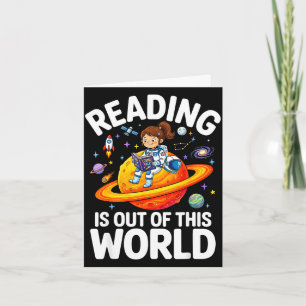 Lesen ist außerirdisches Astronautenmädchen Karte