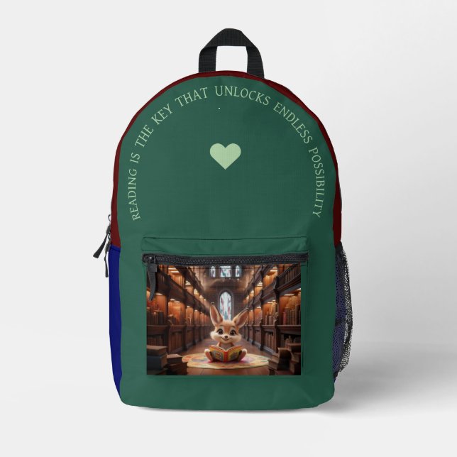Lesen ist der Schlüssel Bedruckter Rucksack (Vorderseite)