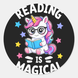 Lesen ist ein magischer süßer Einhorn-Bibliothekar Runder Aufkleber