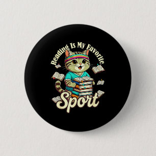 Lesen ist Favoriten-Sport-Abzeichen lustiger Katze Button