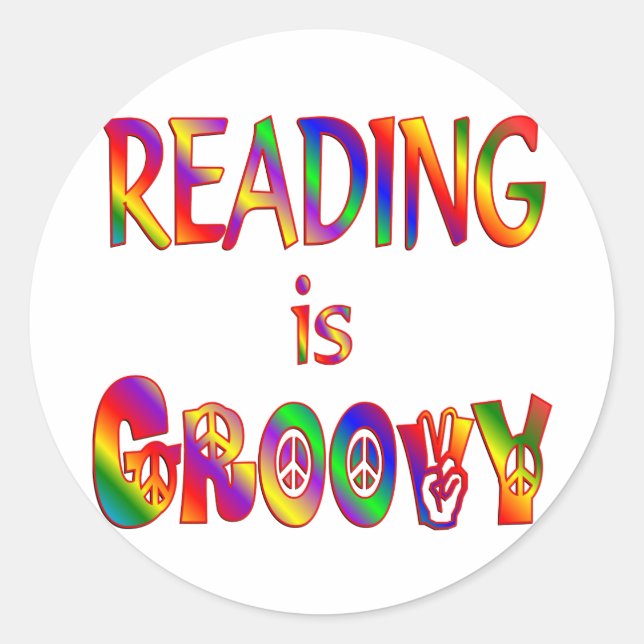 Lesen ist Groovy Runder Aufkleber (Vorderseite)