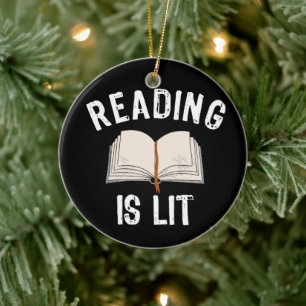 Lesen ist leer - Literatur liest Bücher Vintag Keramik Ornament