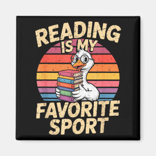 Lesen ist Lieblingssport lustige Gans Bücherwurm Magnet