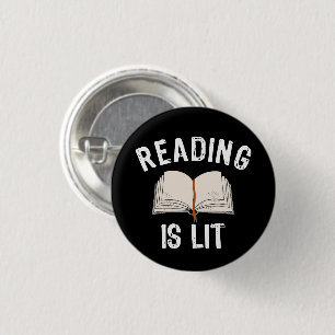 Lesen ist Lit - Literatur lesen Bücher Vintage Button