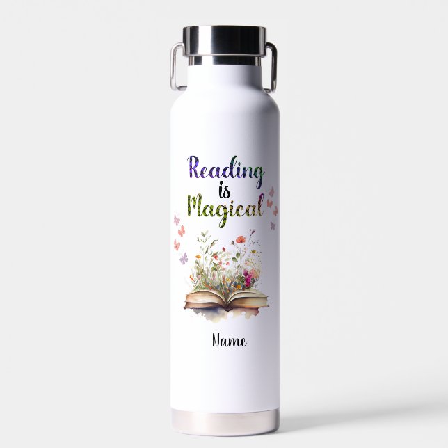 Lesen ist Magische Buchliebhaber Zitat Trendy Whim Trinkflasche (Vorne)
