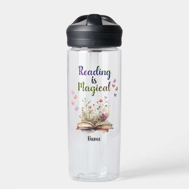 Lesen ist Magische Buchliebhaber Zitat Trendy Whim Trinkflasche (Vorderseite)