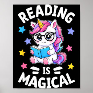 Lesen ist magischer süßer Einhorn-Bibliothekar Büc Poster