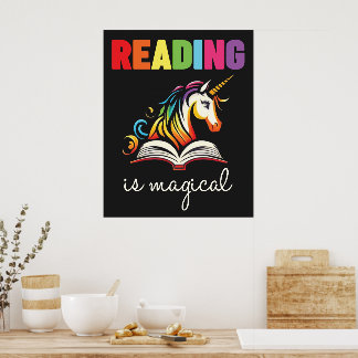 Lesen ist magisches Regenbogenspiel Poster