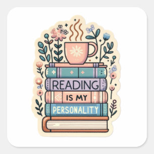 Lesen ist mein Persönlichkeit-Sticker - Cozy Bookw Quadratischer Aufkleber