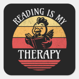 Lesen ist mein Therapielustiges Buch "Hühnchen les Quadratischer Aufkleber