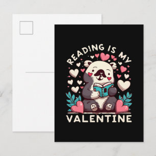 Lesen ist mein Valentinstag Einladungspostkarte