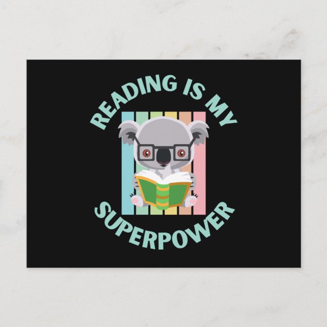 Lesen ist meine Supermacht Postkarte (Vorderseite)