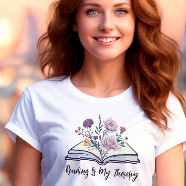 Lesen ist meine Therapie, Boho Wildblume und Buch T-Shirt (Von Creator hochgeladen)