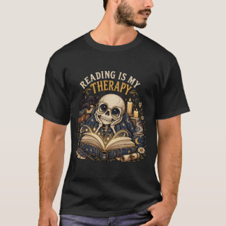 Lesen ist meine Therapie Himmels Skelett Buchliebh T-Shirt