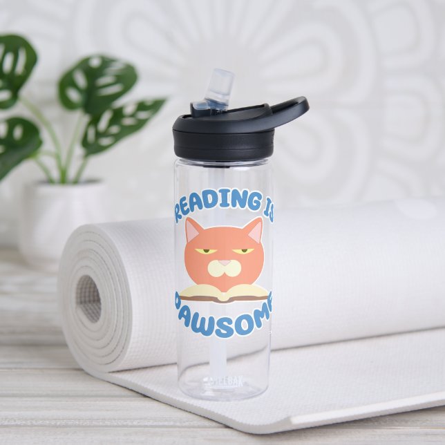 Lesen ist Pawsome Funny Cat Cartoon Art Trinkflasche (Yoga)