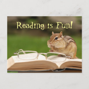 Lesen ist Spaß! Chipmunk-Postkarte Postkarte