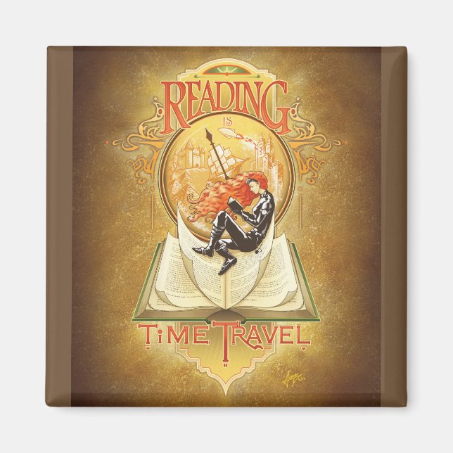 Lesen ist Zeitreise Magnet (Vorne)