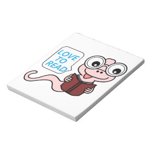 "LESEN LIEBEN" BUCHWURM NOTIZBLOCK