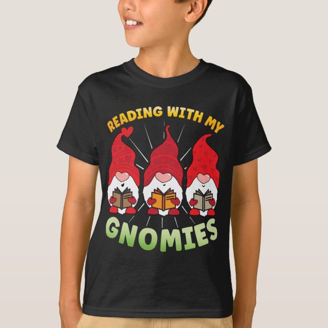 Lesen mit meinen Gnomies Funny Gnome Book Reading  T-Shirt (Vorderseite)