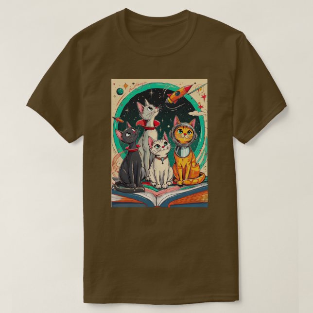 Lesen öffnet ein Tor zu kosmischen Katzen-Abenteue T-Shirt (Design vorne)
