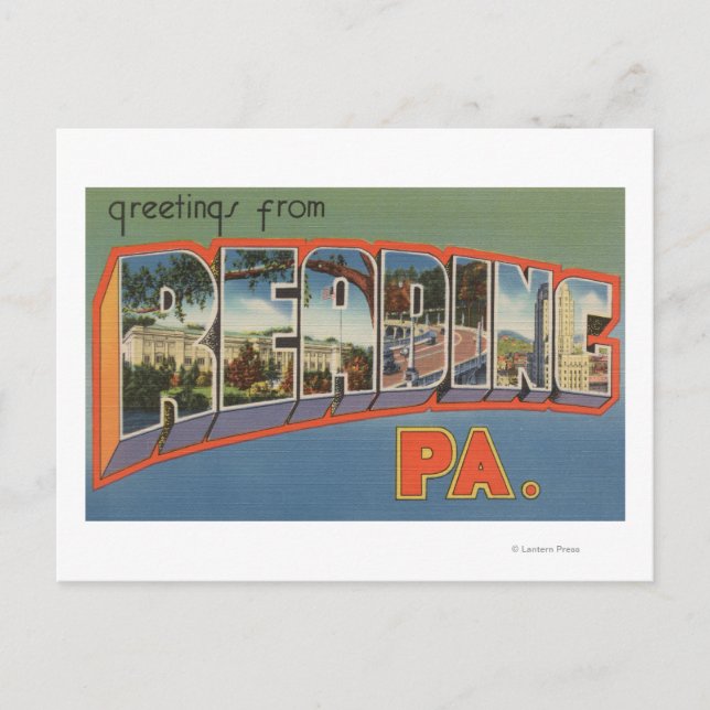 Lesen, Pennsylvania - Große Briefszenen Postkarte (Vorderseite)