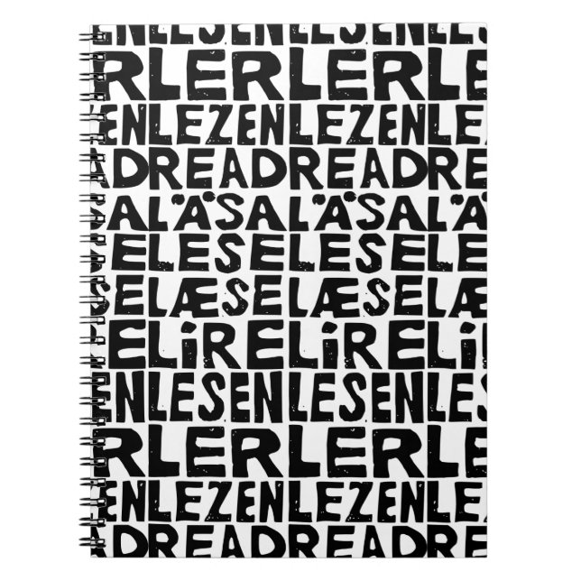 Lesen Sie 8 Sprachen Lino Print Spiral Foto Notebo Notizblock (Vorderseite)
