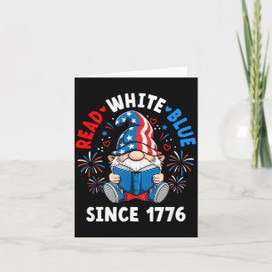 Lesen Sie Bücher 4. Juli Gnom Rot Weiß Blau Spaß Karte