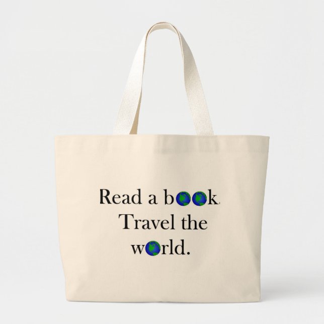 Lesen Sie eine Buch Reise die Welt Jumbo Stoffbeutel (Vorne)