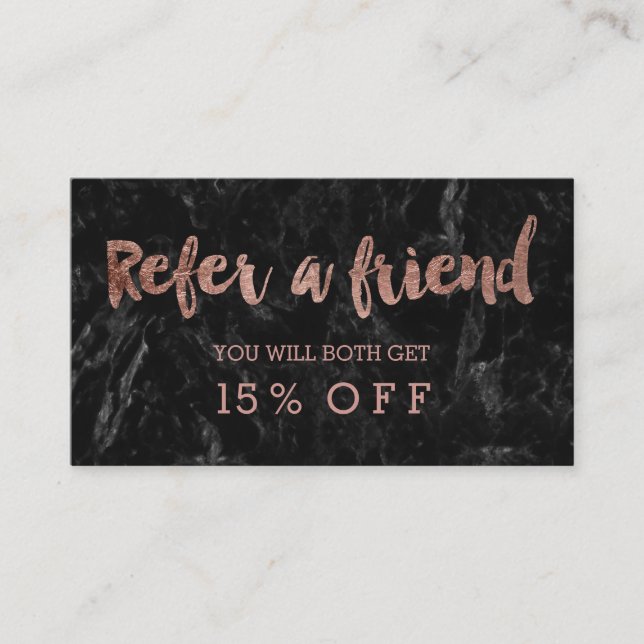 Lesen Sie einen Freund Rose Gold Typografie schwar Empfehlungskarte (Vorderseite)