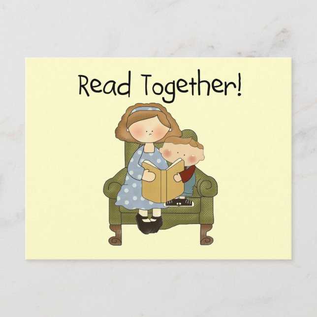 Lesen Sie gemeinsam Mama und Boy Tshirts und Gesch Postkarte (Vorderseite)