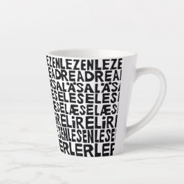 Lesen Sie in 8 Sprachen Lino Print Latte Tasse