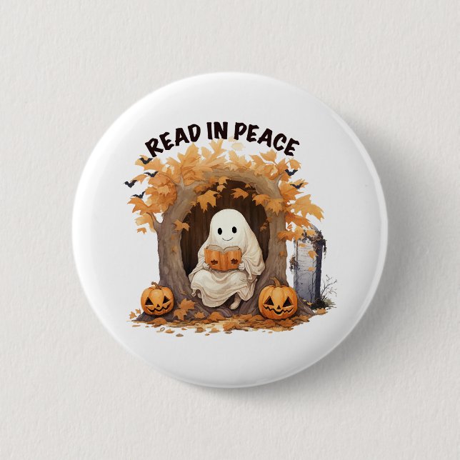 Lesen Sie in Peace Boo Ghost Button (Vorderseite)