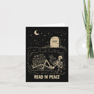 Lesen Sie in Peace Skeleton Bücher lesen Funny Hal Karte