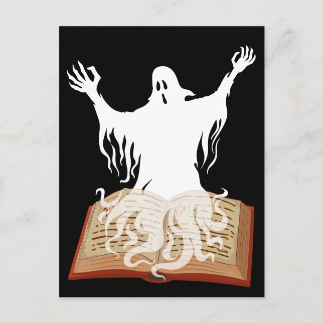 Lesen Sie mehr Booooks Ghost Book Halloween Postkarte (Vorderseite)