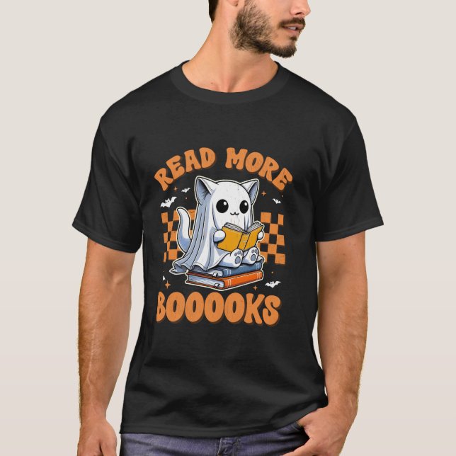 Lesen Sie mehr Bücher Funny Groovy Halloween Cat G T-Shirt (Vorderseite)
