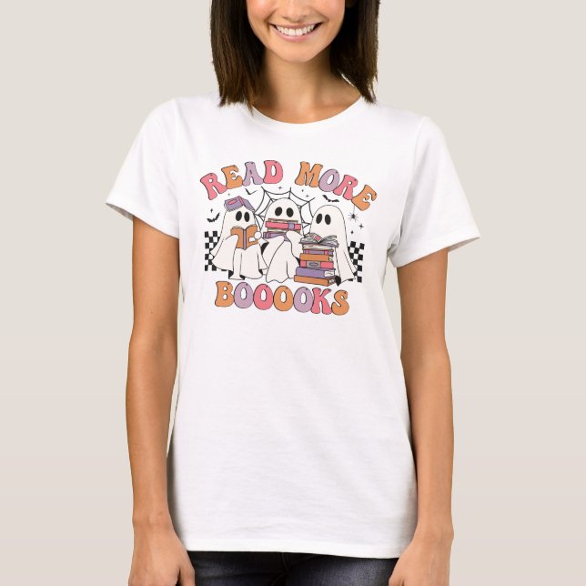 Lesen Sie mehr Bücher Lehrerin Halloween T-Shirt (Vorderseite)