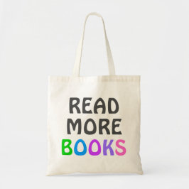 LESEN SIE MEHR BÜCHER mit farbenfrohen Typografie- Tragetasche