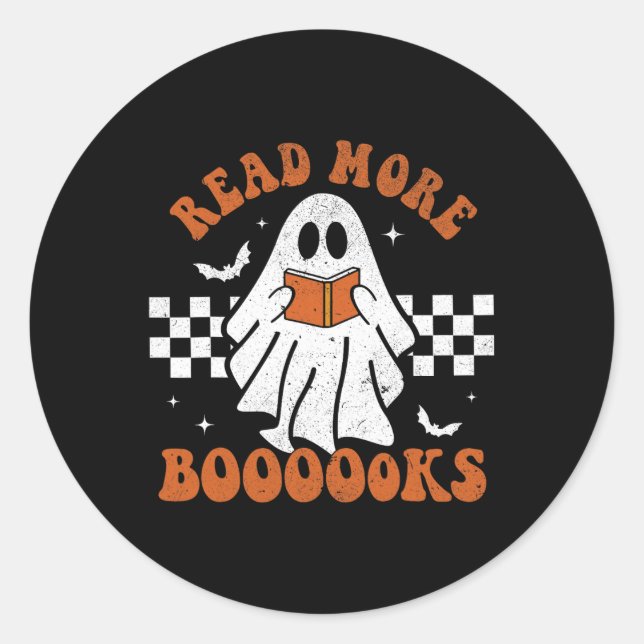 Lesen Sie mehr Bücher Niedlich Ghost Reading Book  Runder Aufkleber (Vorderseite)