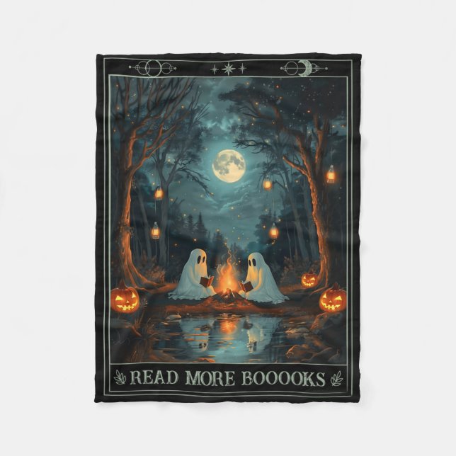 Lesen Sie mehr Bücher Niedliche Spooky Ghost Leses Fleecedecke (Vorderseite)