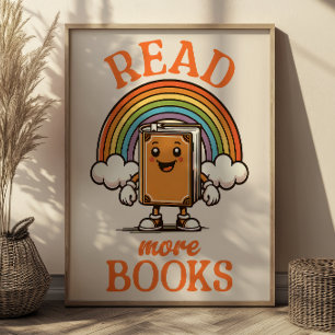 Lesen Sie mehr Bücher Retro Art Print for Bookworm Poster