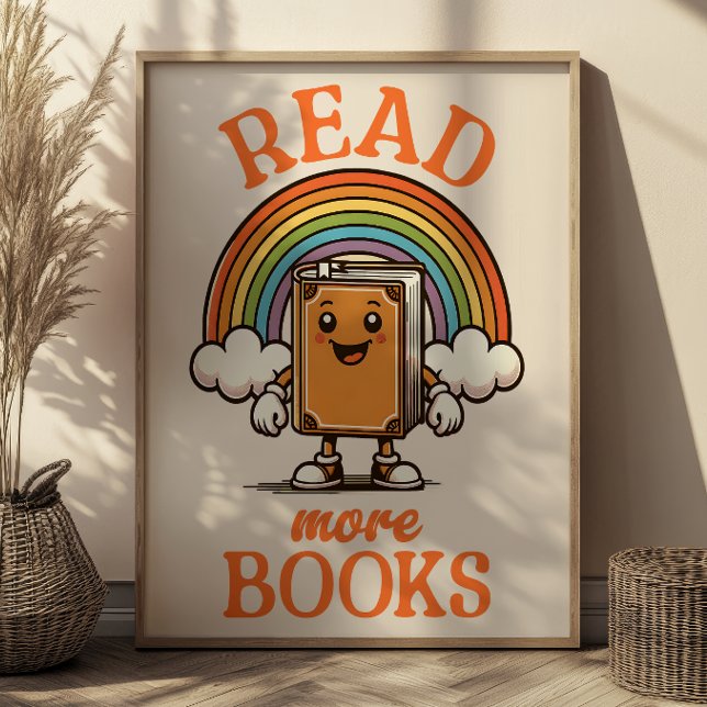 Lesen Sie mehr Bücher Retro Art Print for Bookworm Poster (Von Creator hochgeladen)